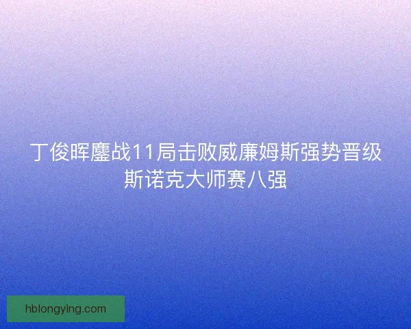 丁俊晖鏖战11局击败威廉姆斯强势晋级斯诺克大师赛八强